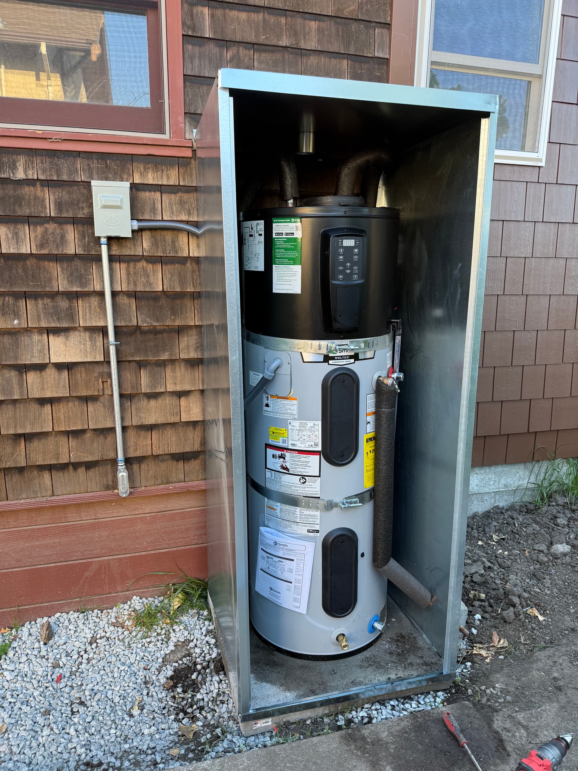 Gallery photos for Heat Pump Water Heater Install with Custom Protective Enclosure: Image #2